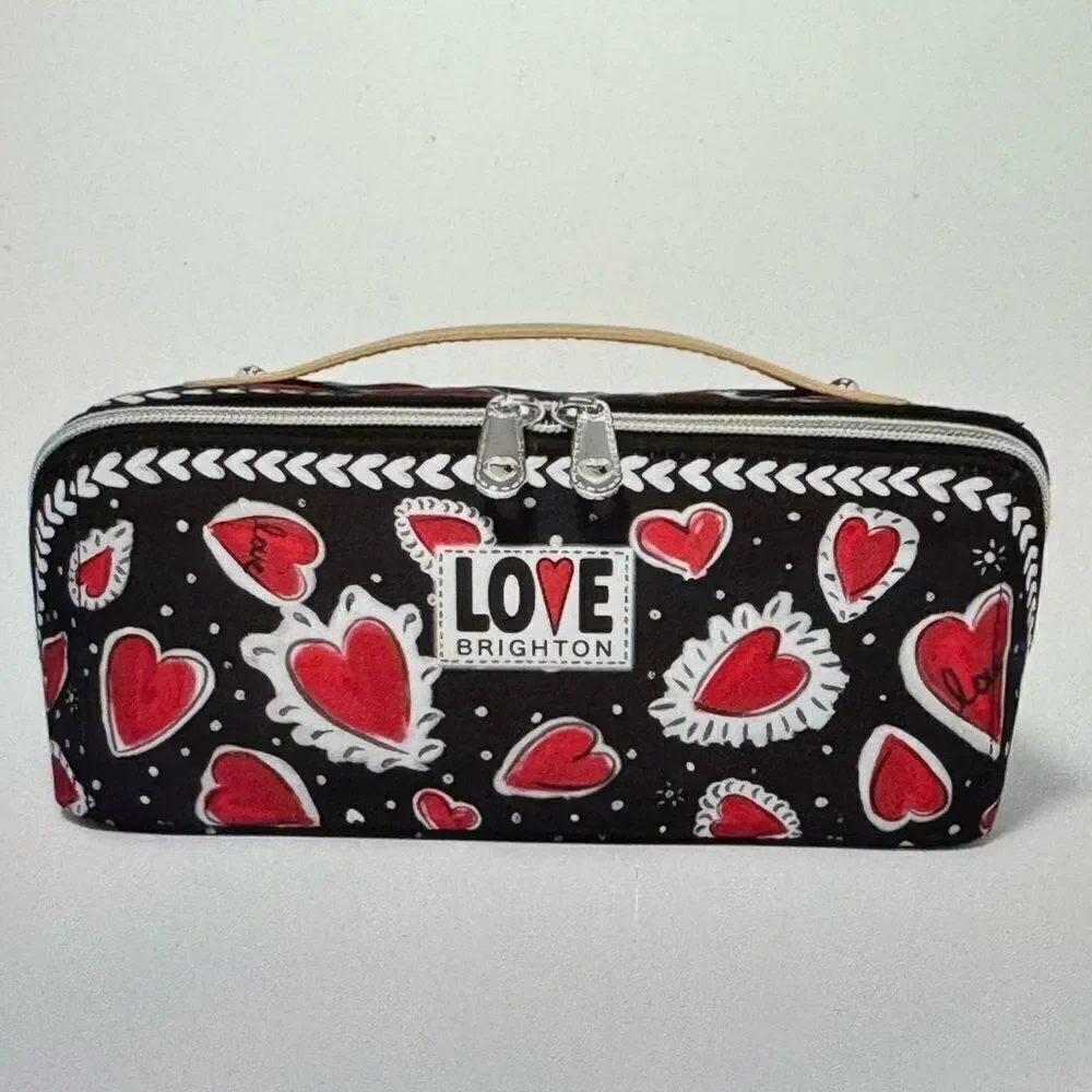 THE BRIGHTON HEARTS A FLUTTER COSMETIC BAG.